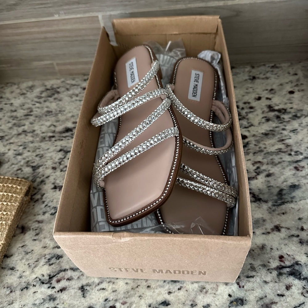 Steve Madden Starie Rhinestone sandals size 9 brand new in box.